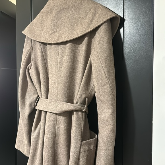 Merona Wool Blend Oatmeal/ Grey Color Long Peacoat with Belt - Picture 10 of 13